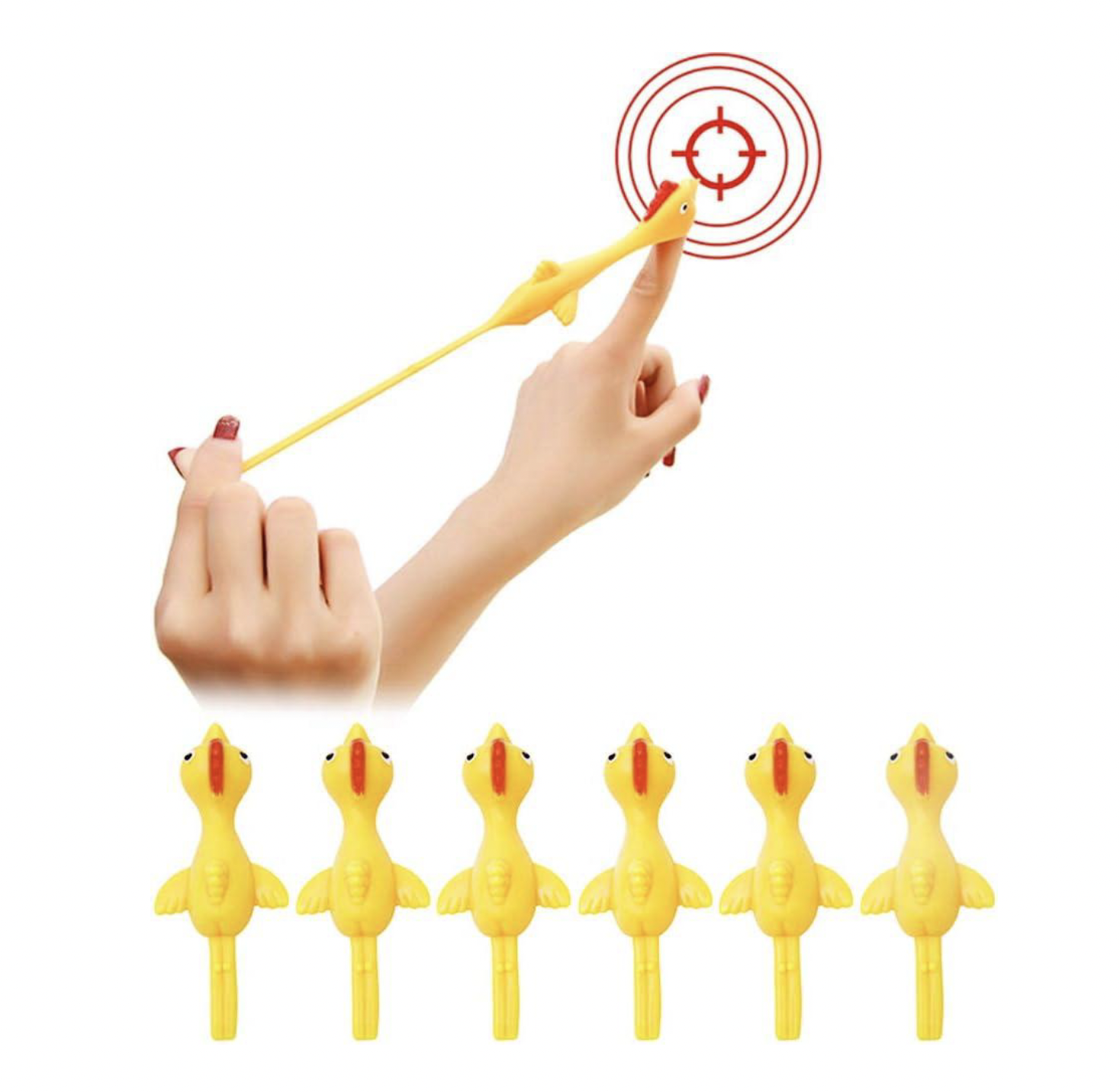 Flingshot Chicken- Stretchy Finger Flinging Sticky Chickens